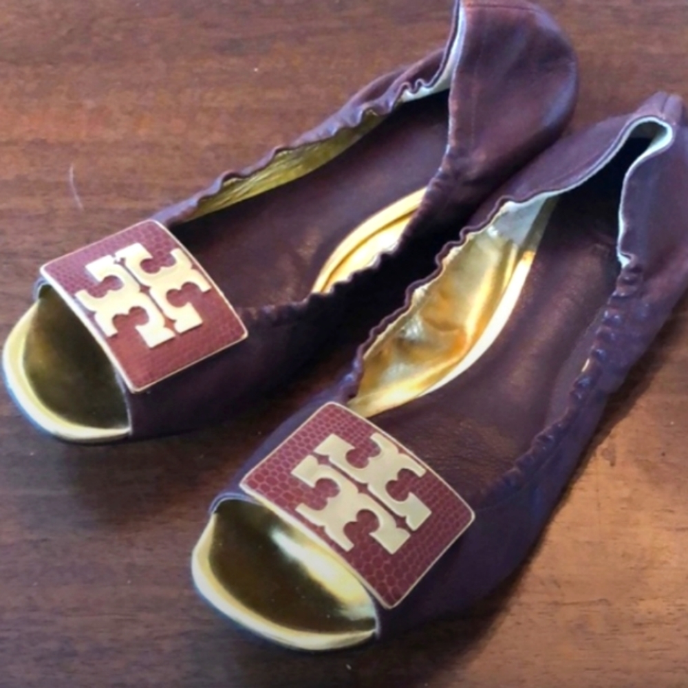 Tory Burch Open Toe Ballet Flats